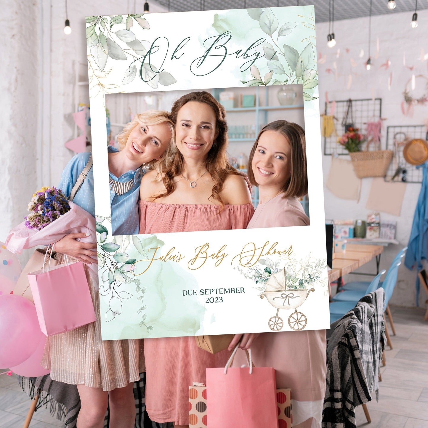 'Oh Baby' Baby Shower Selfie Frame & Sign