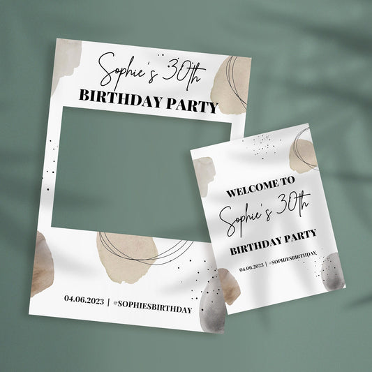 Minimalist Birthday Selfie Frame and Party Sign