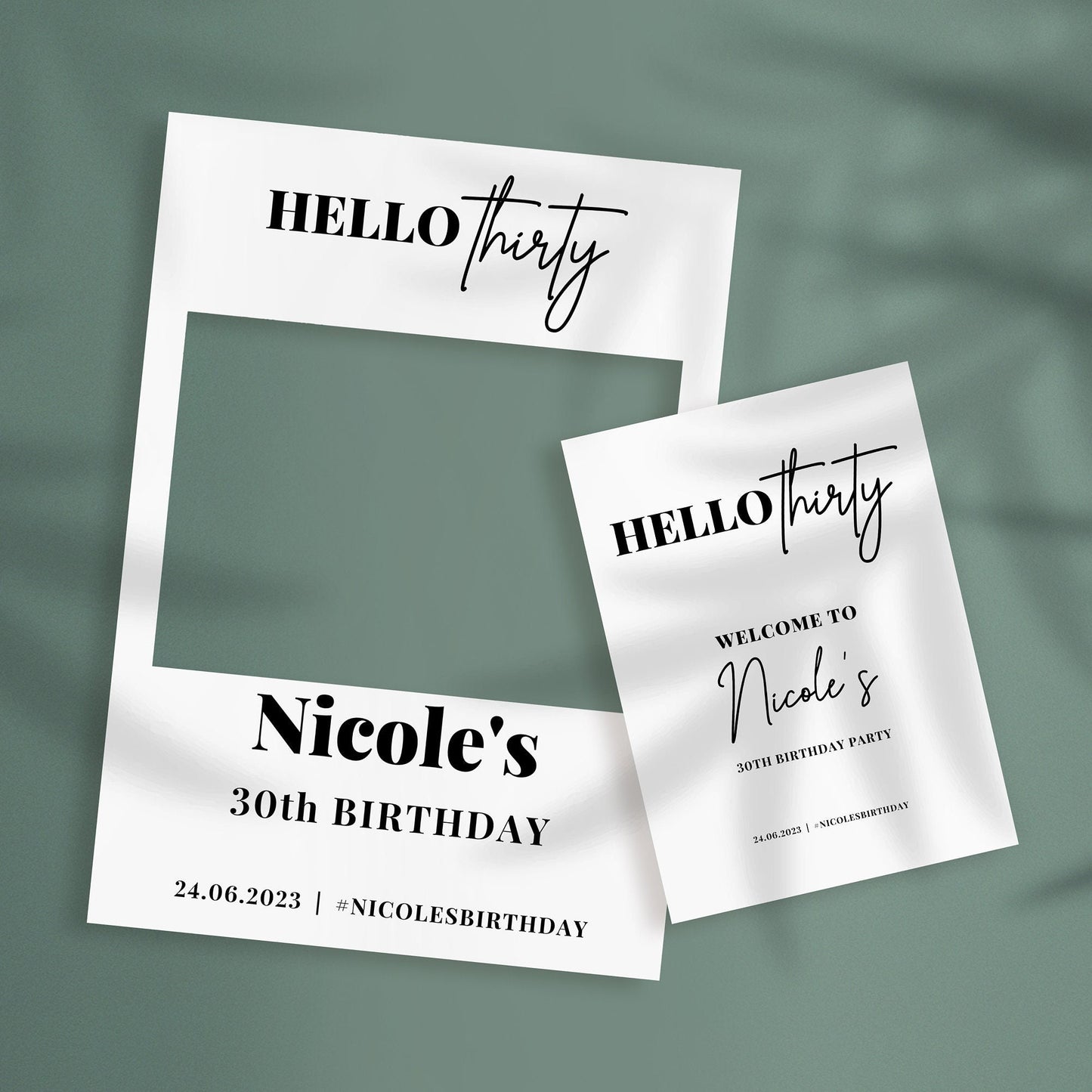 Hello Thirty Birthday Selfie Frame and Party Sign