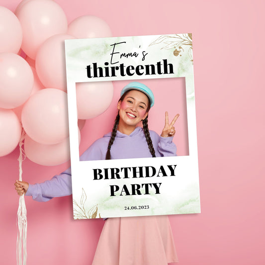 13th Birthday Selfie Frame and Party Sign