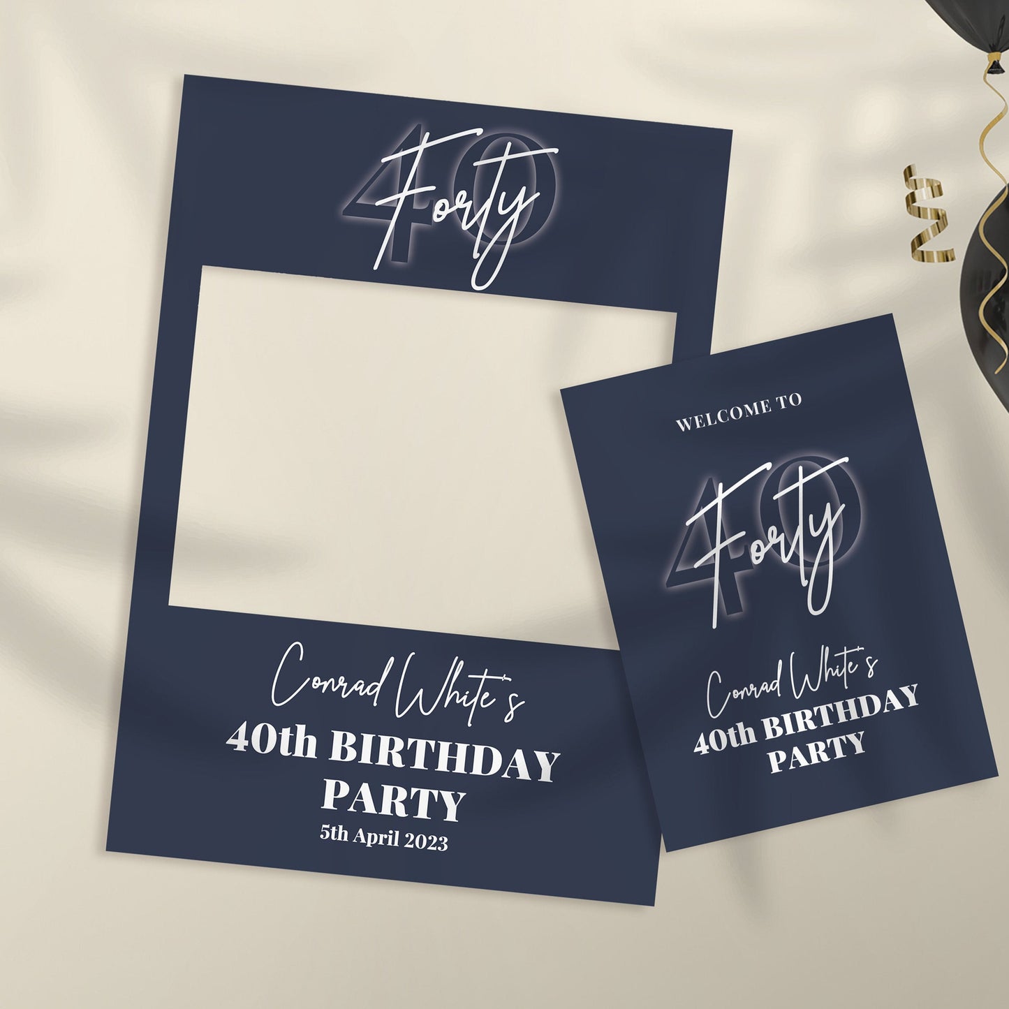 40th Birthday Party Selfie Frame and Party Sign