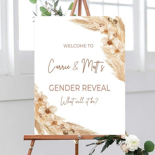 Pampas Gender Reveal Welcome Sign