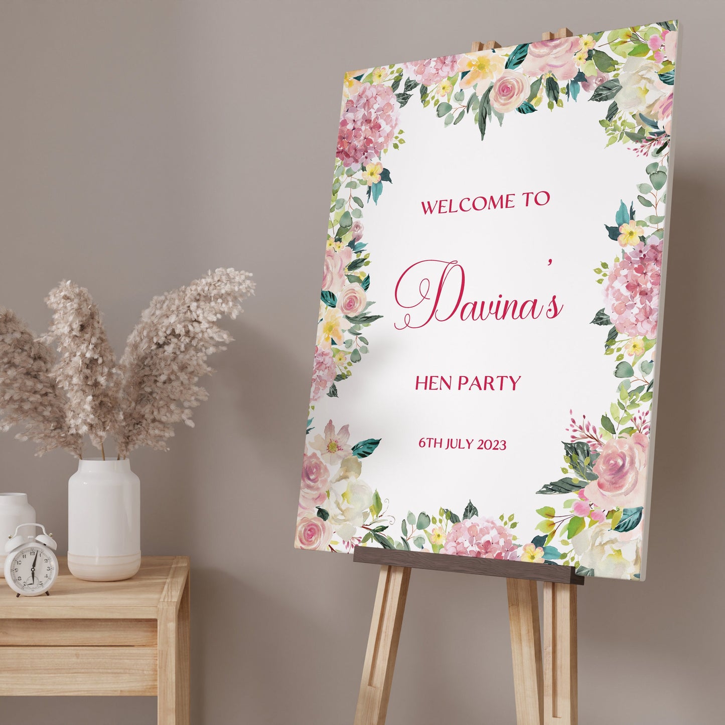 Pink Floral Hen Party Welcome Sign