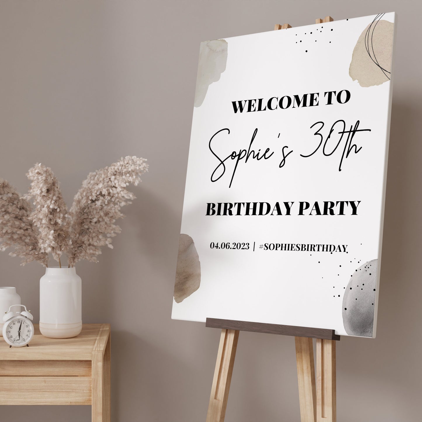 Grey and White Birthday Sign