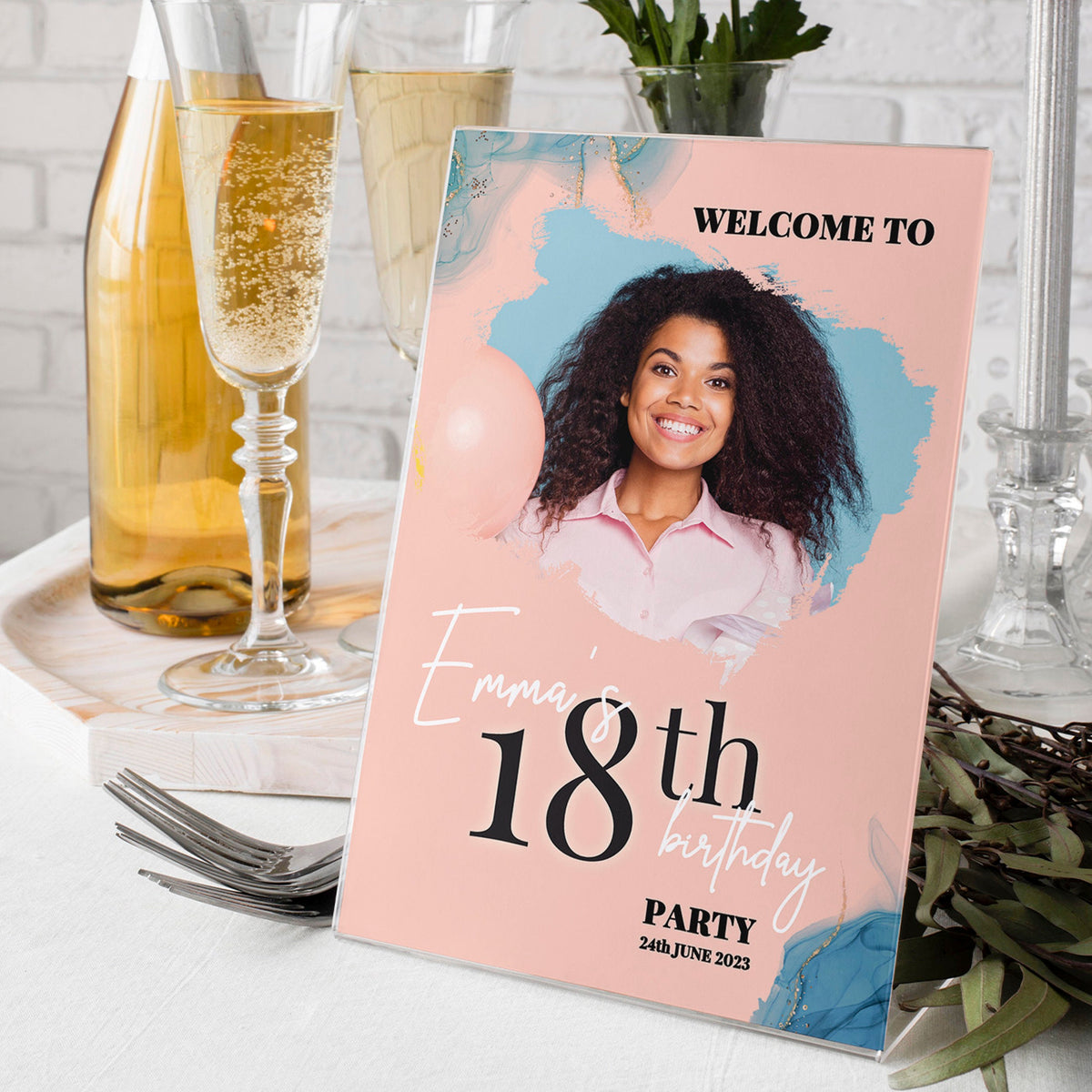 Personalised 18th Birthday Party Welcome Sign with Photo – Smart Party Shop