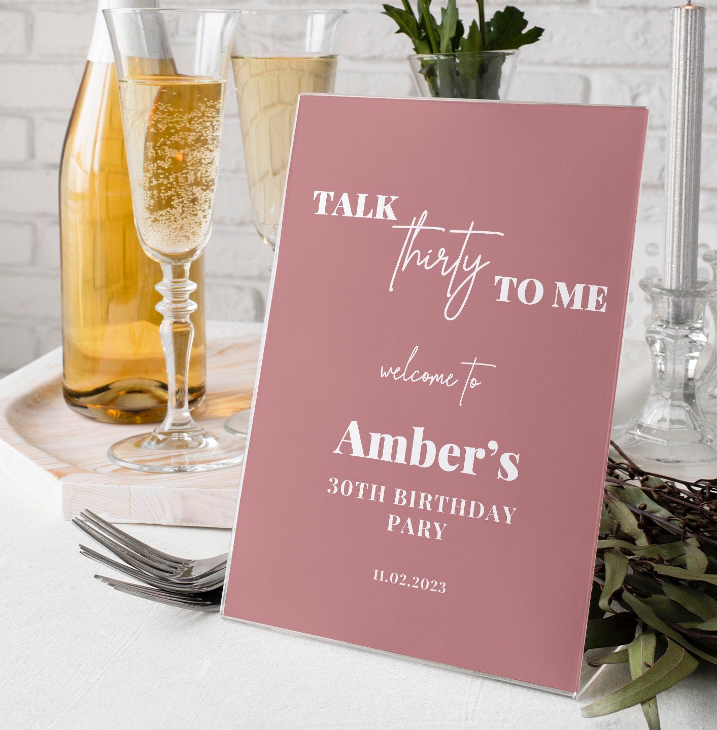 Talk Thirty To Me Birthday Blush Selfie Frame & Sign