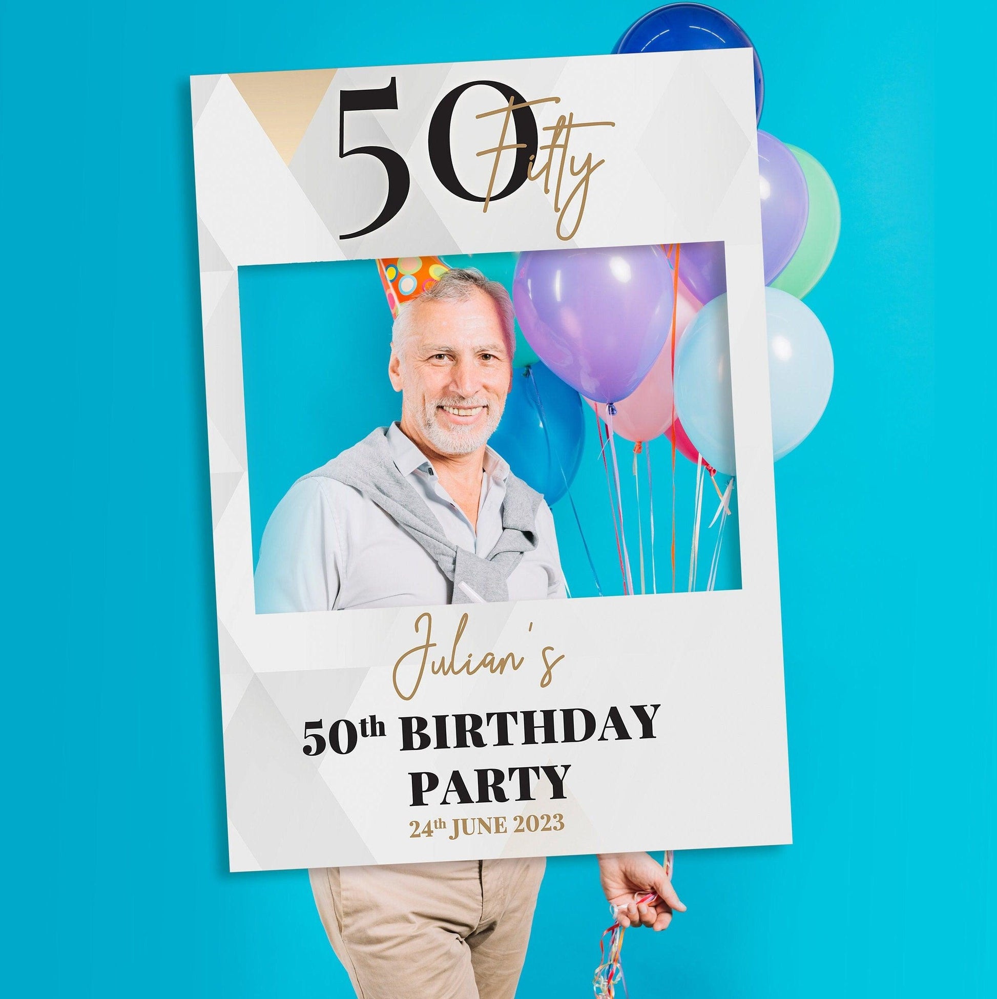 50th Birthday Party Selfie Frame and Party Sign - Smart Party Shop