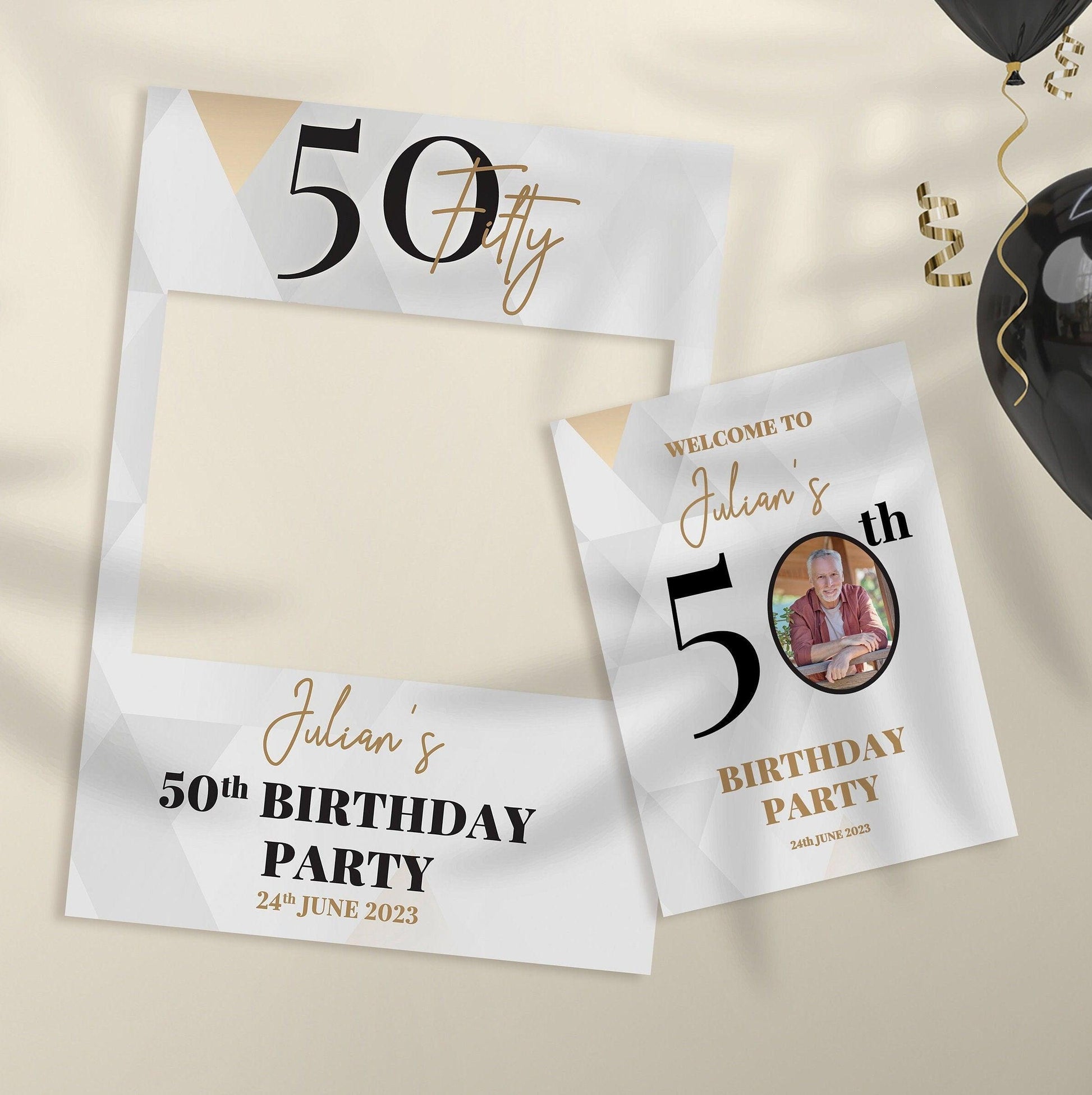 50th Birthday Party Selfie Frame and Party Sign - Smart Party Shop