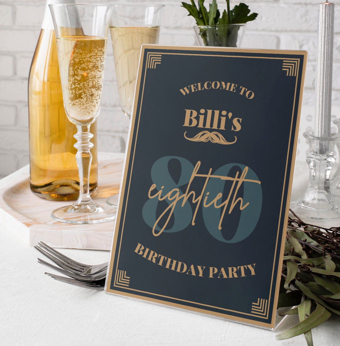 80th Personalised Birthday Party Welcome Sign