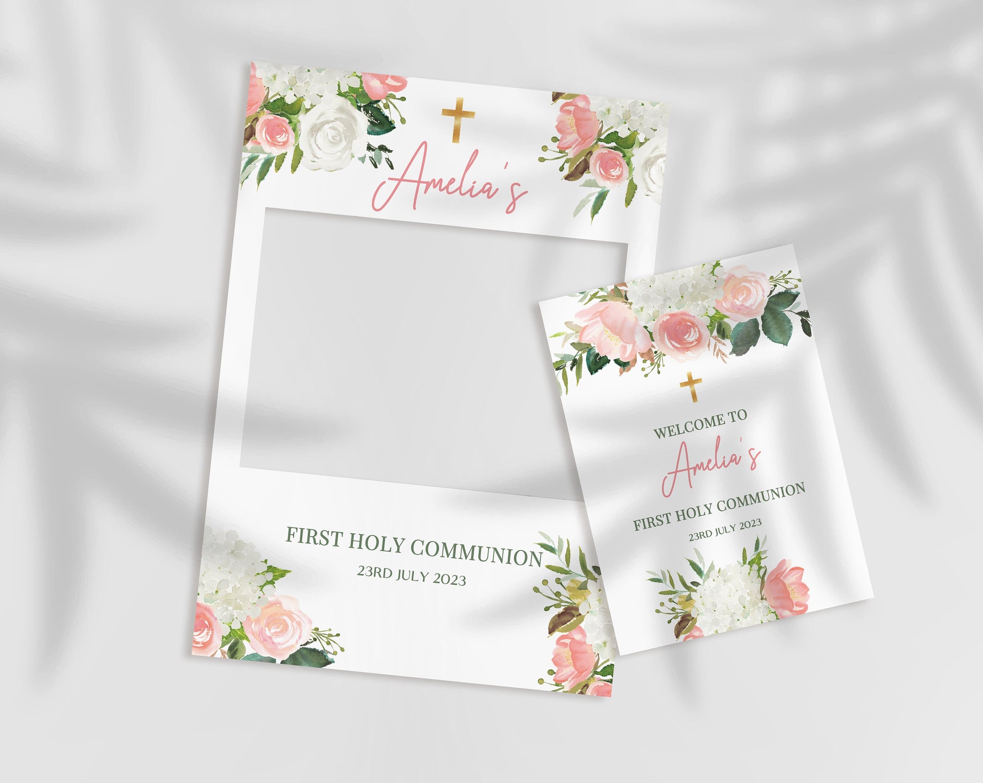 Blush Pink 1st Holy Communion Selfie Frame & Welcome Sign – Smart Party ...