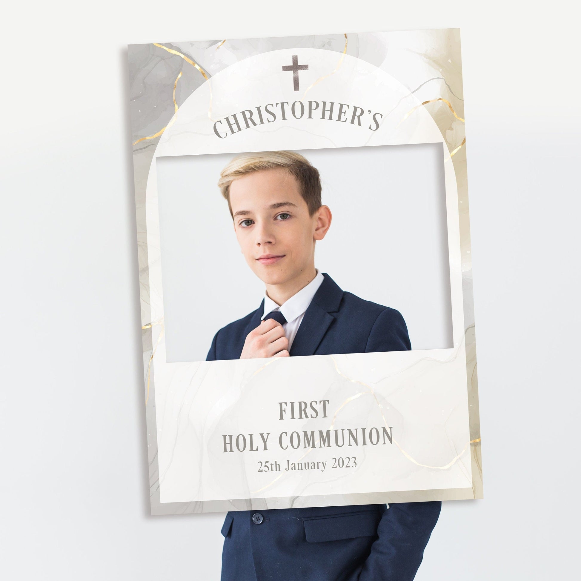 Grey and Gold 1st Holy Communion Selfie Frame & Welcome Sign – Smart ...