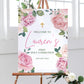 Pink Roses First Holy Communion Welcome Sign