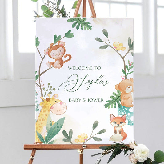 Jungle Animals Baby Shower Sign