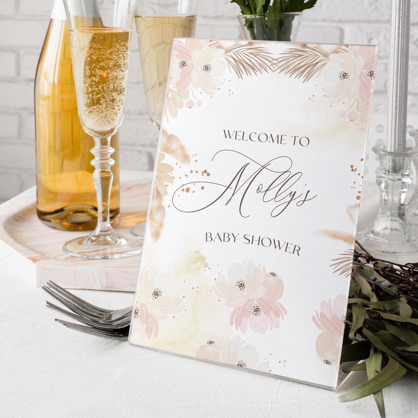 Soft Floral Baby Shower Sign