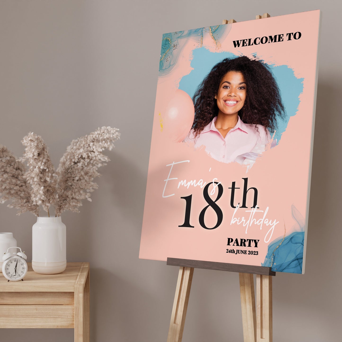 Personalised 18th Birthday Party Welcome Sign with Photo