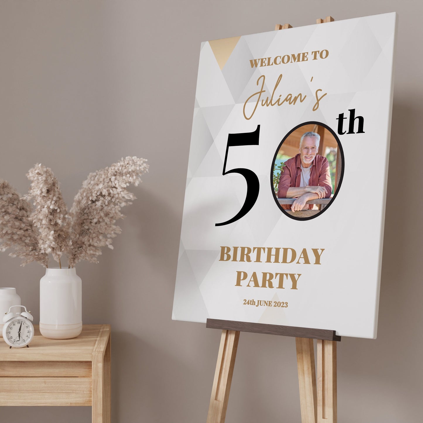 Personalised 50th Birthday Party Welcome with Photo