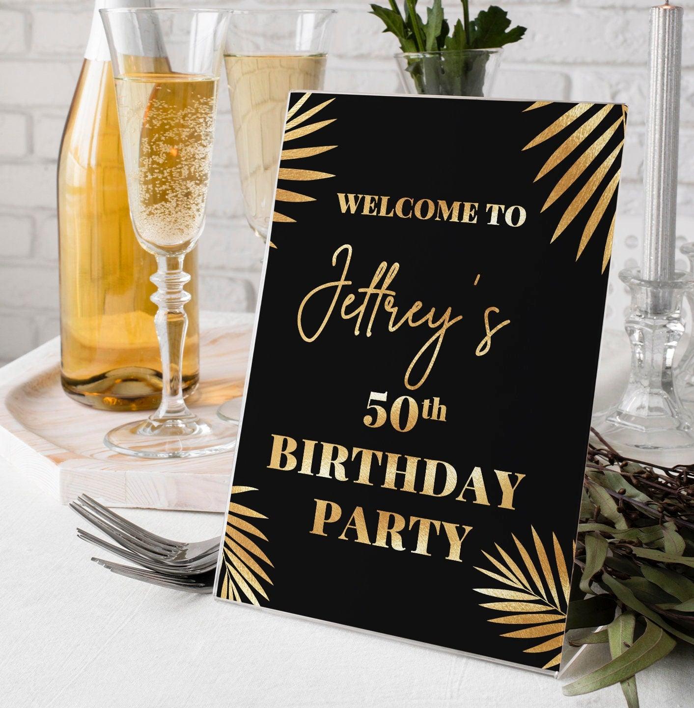 Black and Gold Birthday Party Welcome Sign - Smart Party Shop