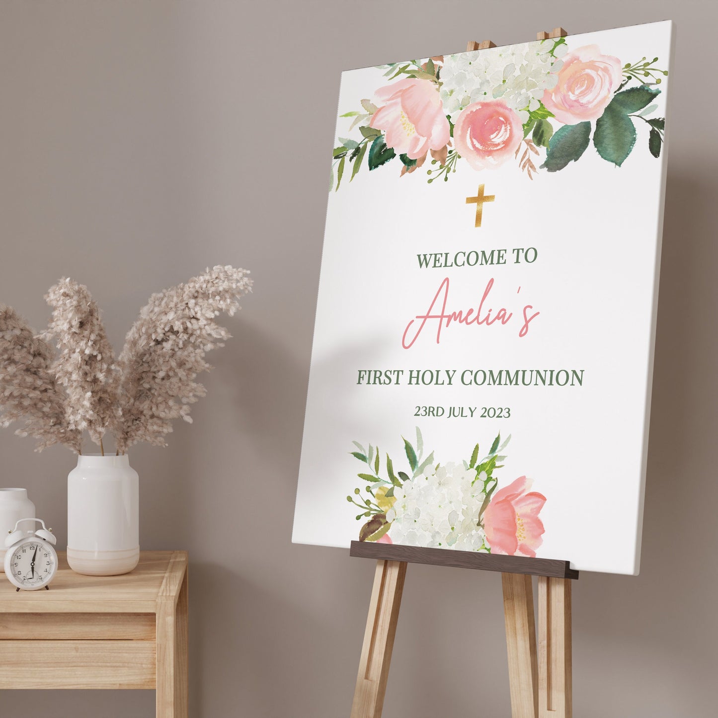 Blush Pink 1st Holy Communion Welcome Sign