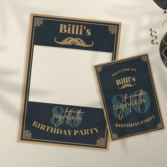 80th Birthday Party Selfie Frame and Party Sign