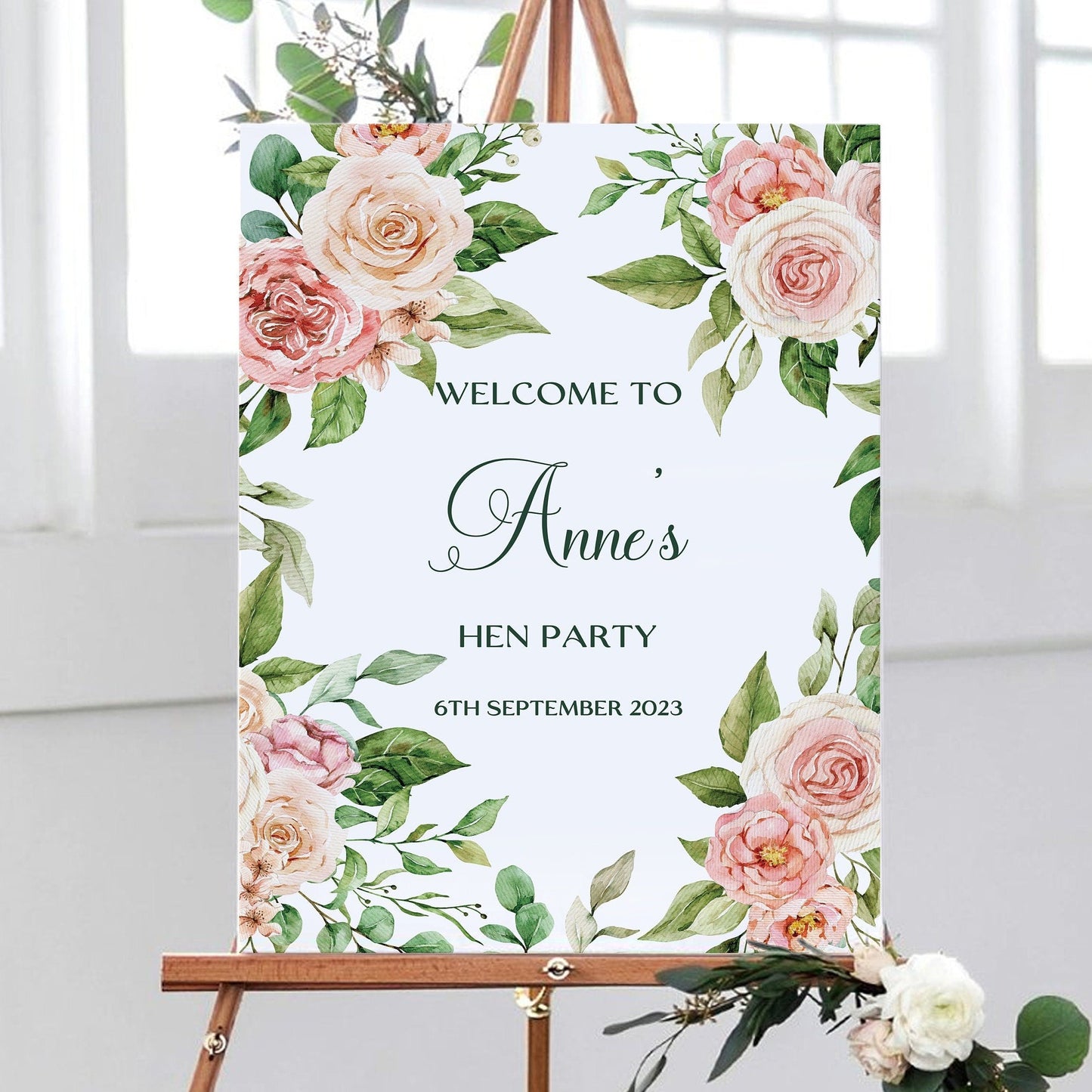 Peach Floral Hen Party Welcome Sign