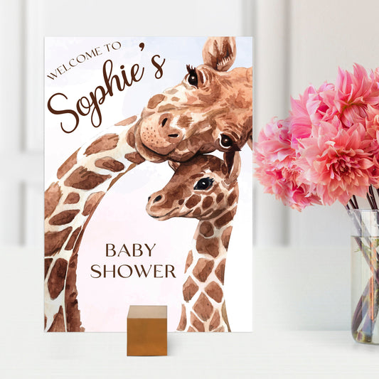 Mum and Baby Giraffe Baby Shower Sign