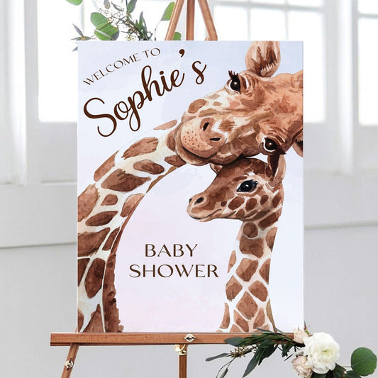 Mum and Baby Giraffe Baby Shower Sign