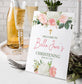 Peach Floral Christening Frame & Welcome Sign