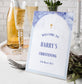 Blue and White Christening Welcome Sign