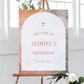 Orange Gold Marble Christening Welcome Sign