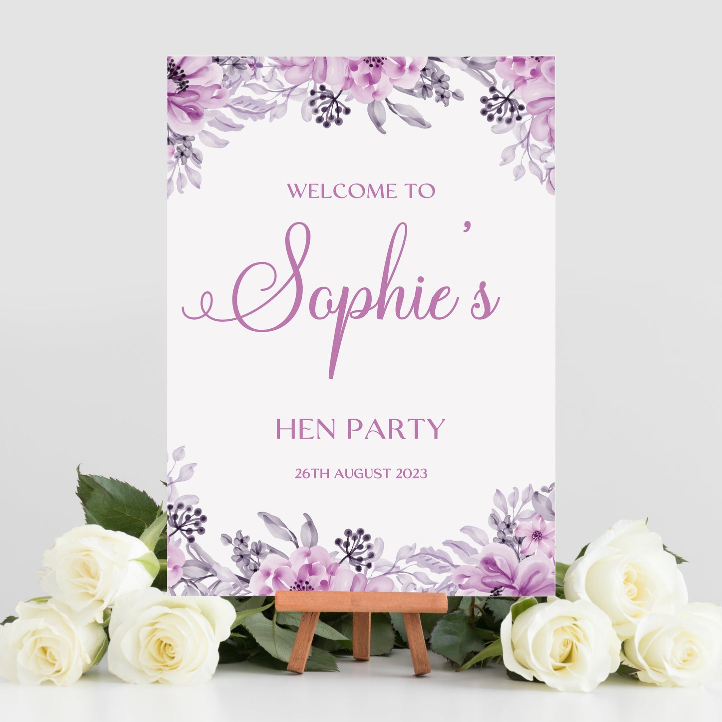 Lilac Hen Party Welcome Sign