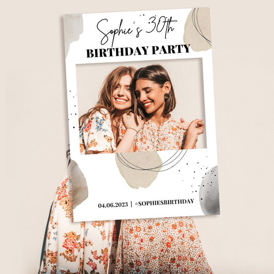 Minimalist Birthday Selfie Frame and Party Sign