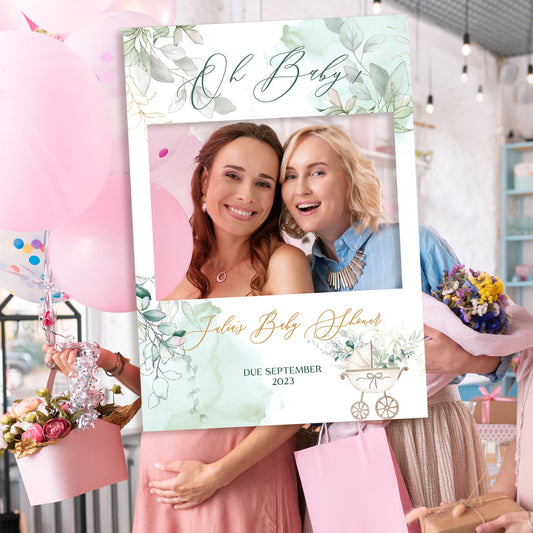 Eucalyptus Baby Shower Party Selfie Frame and Party Sign