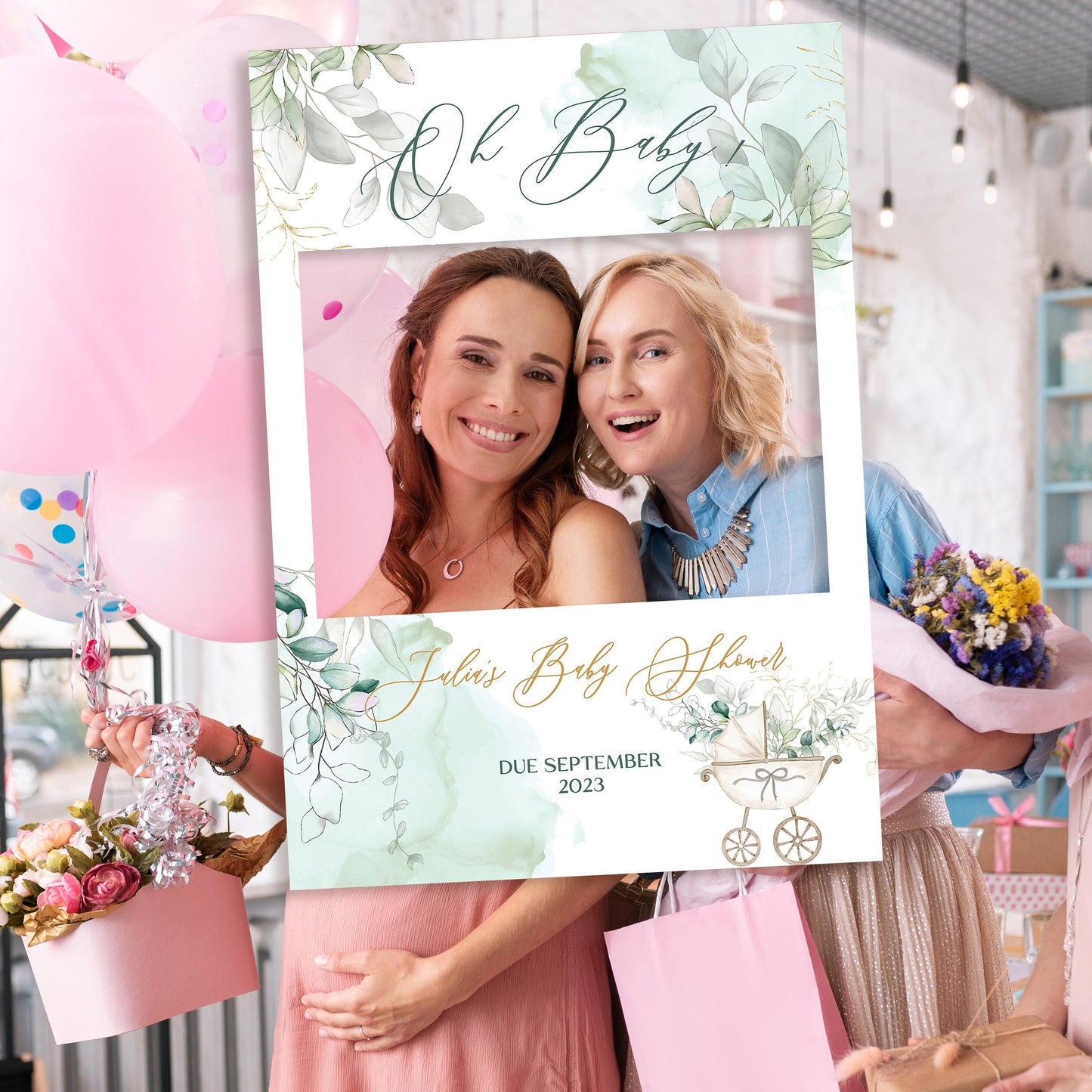 'Oh Baby' Baby Shower Selfie Frame & Sign