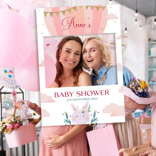 Pink Rabbit Baby Shower Selfie Frame