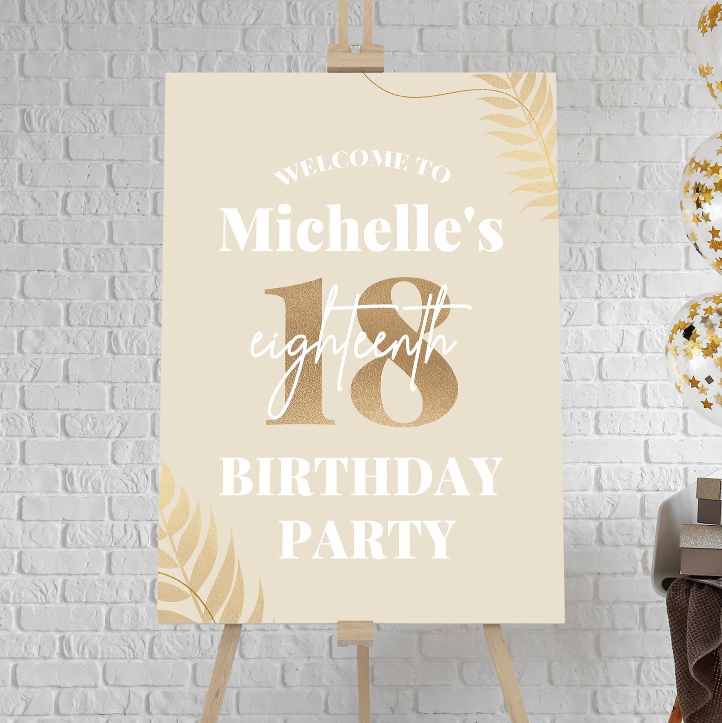 Champagne Gold Birthday Party Welcome Sign