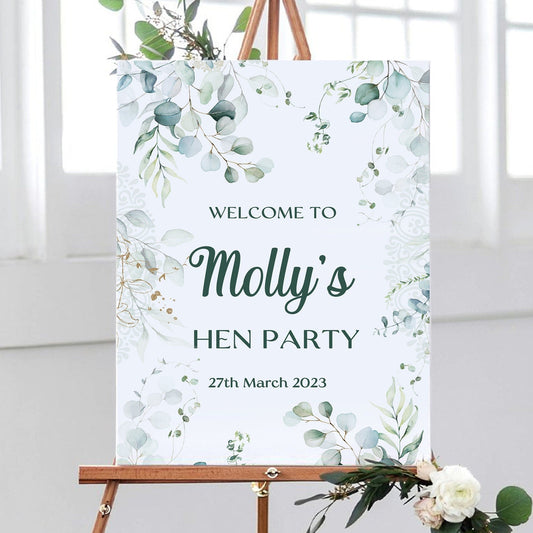 Eucalyptus Hen Party Welcome Sign