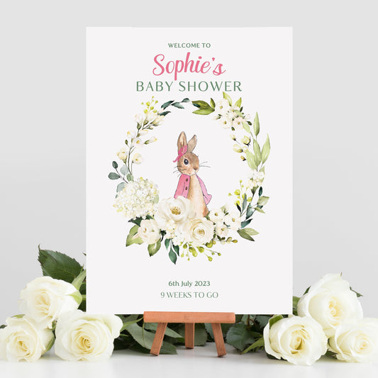 Peter Rabbit Eucalyptus Baby Shower Sign