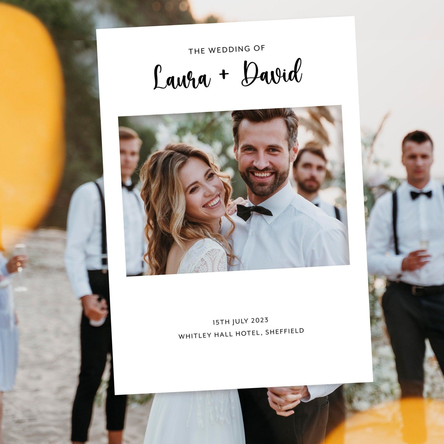 Monochrome Wedding Selfie Frame and Matching Welcome Sign