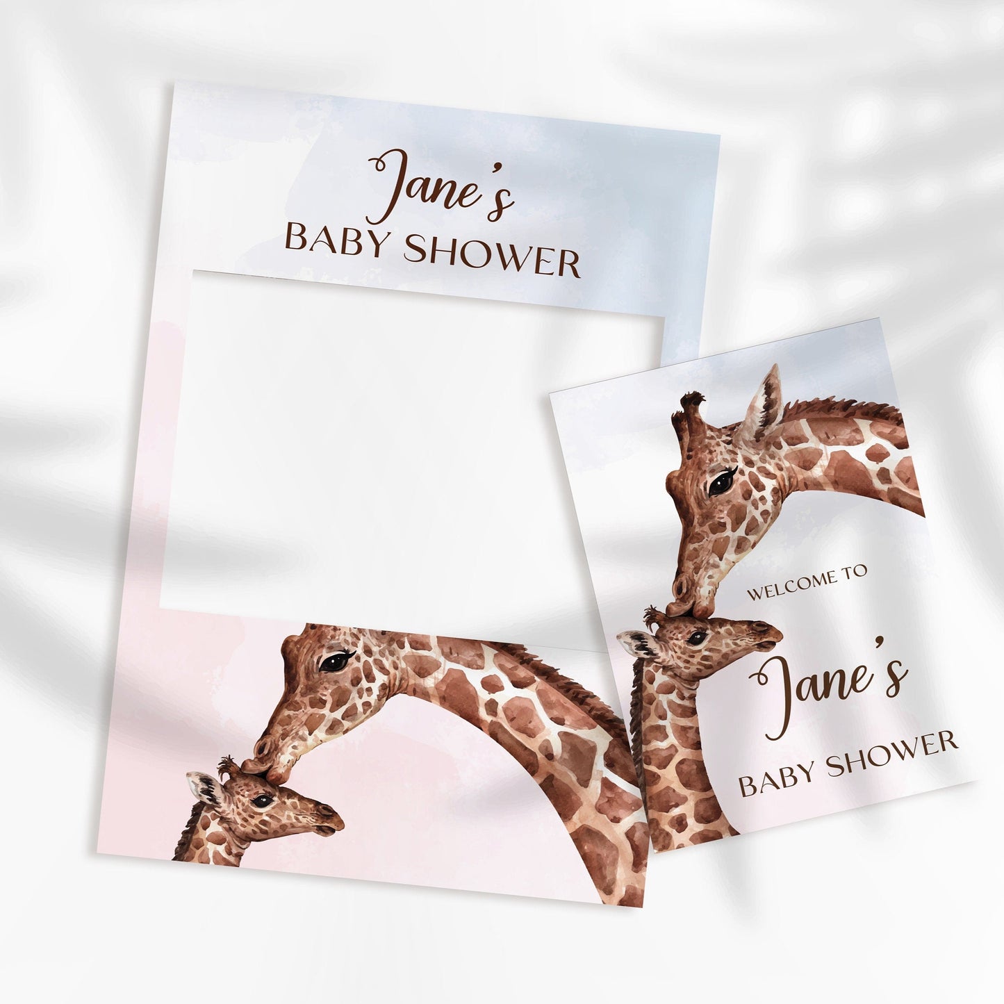 Giraffe Baby Shower Selfie Frame and Welcome Sign