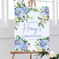 Blue Floral Christening Sign