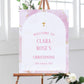 Pink and Gold Marble Effect Christening Party Sign