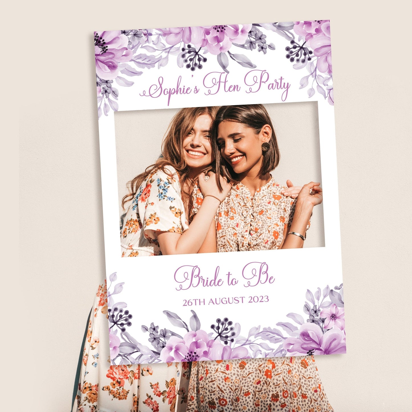 Lilac Floral Hen Party Selfie Frame and Party Sign