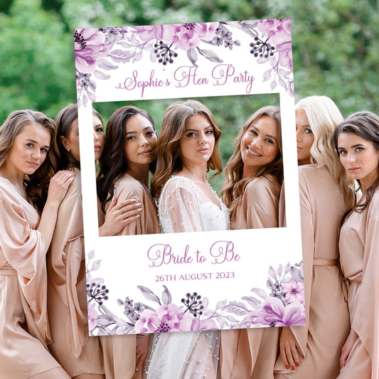 Lilac Floral Hen Party Selfie Frame and Party Sign