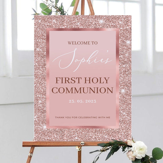 Rose Gold First Holy Communion Sign