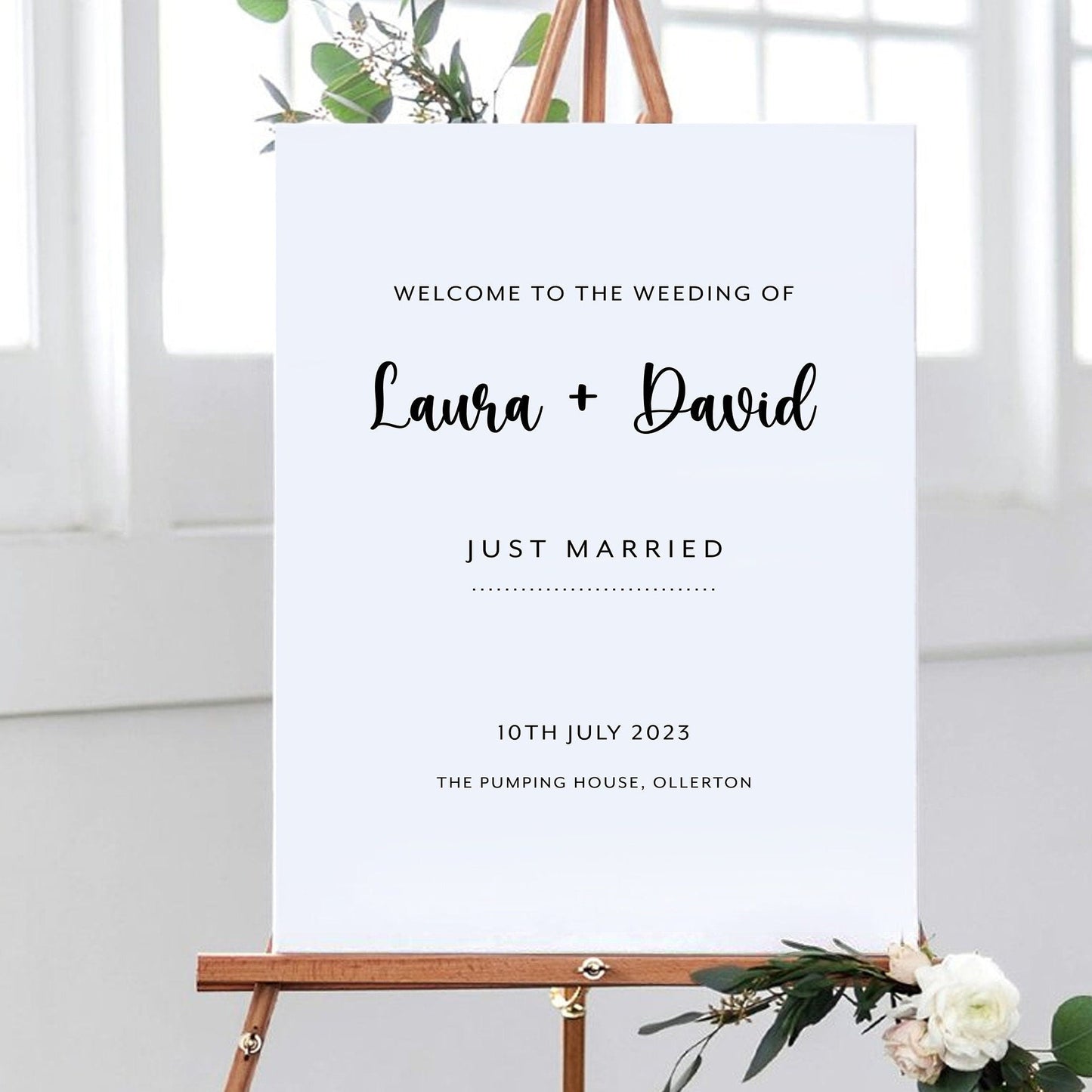 Simple White Wedding Welcome Sign