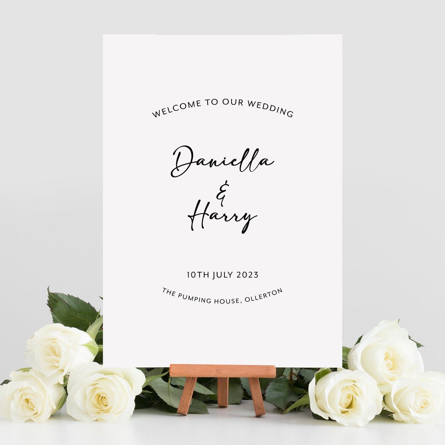 Modern White Wedding Welcome Sign