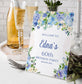 Blue Floral 60th Birthday Party Sign