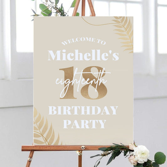 Champagne Gold Birthday Party Welcome Sign