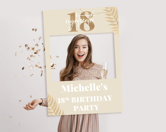 Champagne Gold 18th Birthday Party Selfie Frame & Welcome Sign