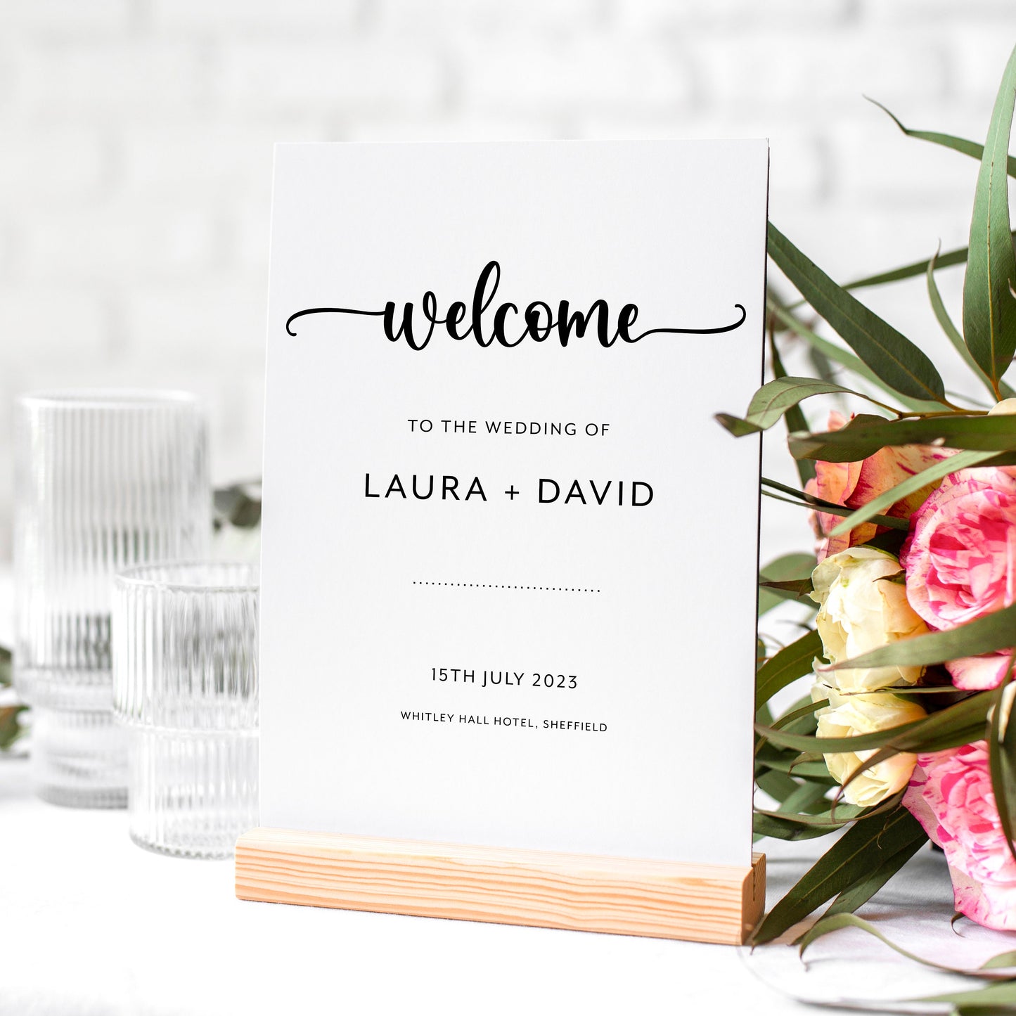 Monochrome Wedding Selfie Frame and Matching Welcome Sign